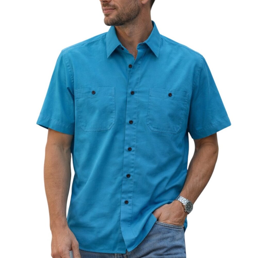 Gordon & Smith Turquoise Iconic Surfboard Button-Up Shirt | Coastal Back Graphic